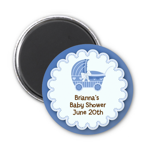  Carriage - Personalized Baby Shower Magnet Favors Blue