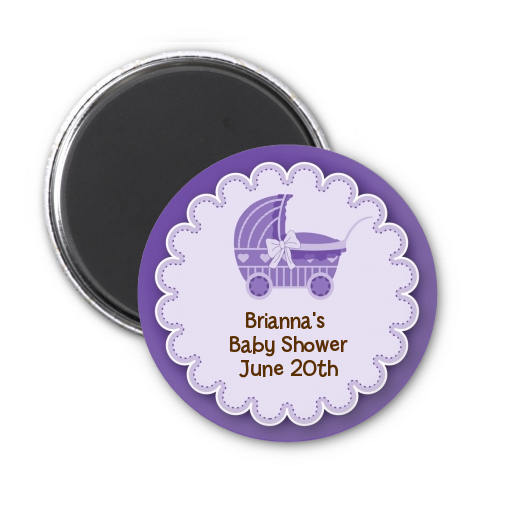  Carriage - Personalized Baby Shower Magnet Favors Blue