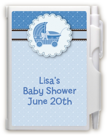  Carriage - Baby Shower Personalized Notebook Favor Blue