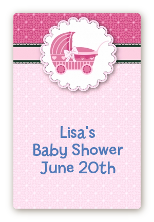  Carriage - Custom Large Rectangle Baby Shower Sticker/Labels Blue