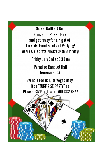 Casino Night Royal Flush - Birthday Party Petite Invitations