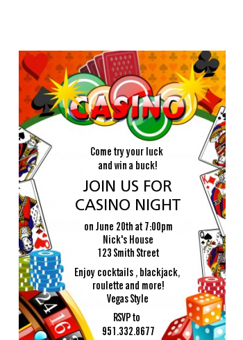 Casino Night Vegas Style - Birthday Party Petite Invitations