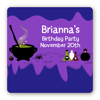 Cauldron & Potions - Square Personalized Birthday Party Sticker Labels