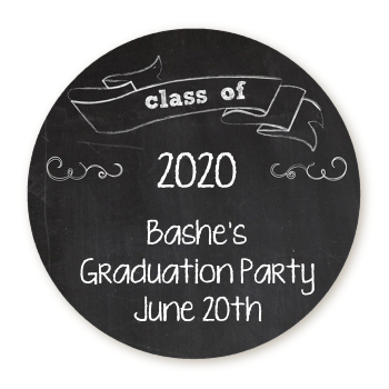  Chalkboard Celebration - Round Personalized Graduation Party Sticker Labels 