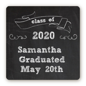 Chalkboard Celebration - Square Personalized Graduation Party Sticker Labels