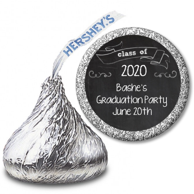 Chalkboard Celebration - Hershey Kiss Graduation Party Sticker Labels