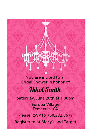 Chandelier - Bridal Shower Petite Invitations