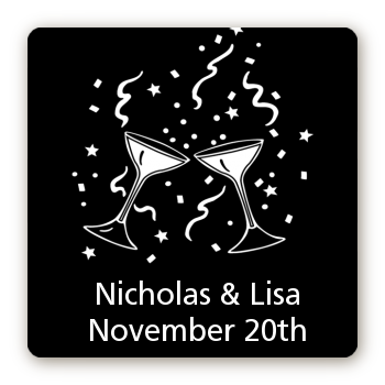 Cheers - Square Personalized Bridal Shower Sticker Labels