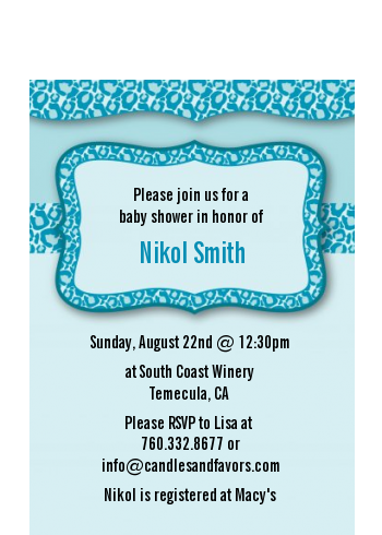 Cheetah Print Blue - Birthday Party Petite Invitations