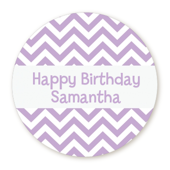  Chevron Purple - Round Personalized Birthday Party Sticker Labels 