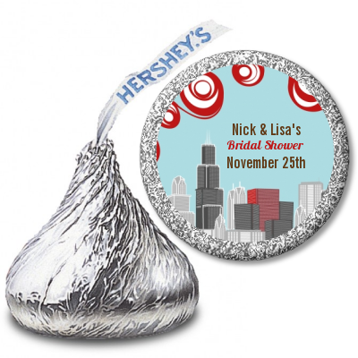 Chicago Skyline - Hershey Kiss Bridal Shower Sticker Labels