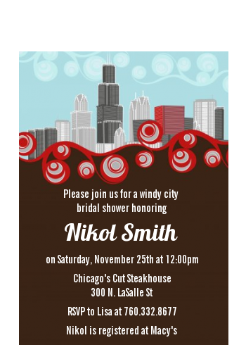 Chicago Skyline - Bridal Shower Petite Invitations