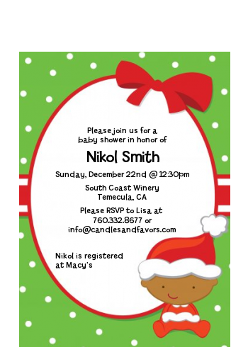 Christmas Baby African American - Baby Shower Petite Invitations