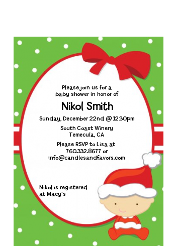 Christmas Baby Caucasian - Baby Shower Petite Invitations