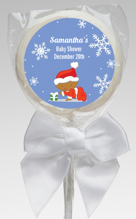  Christmas Baby Snowflakes African American - Personalized Baby Shower Lollipop Favors A