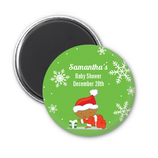  Christmas Baby Snowflakes African American - Personalized Baby Shower Magnet Favors A