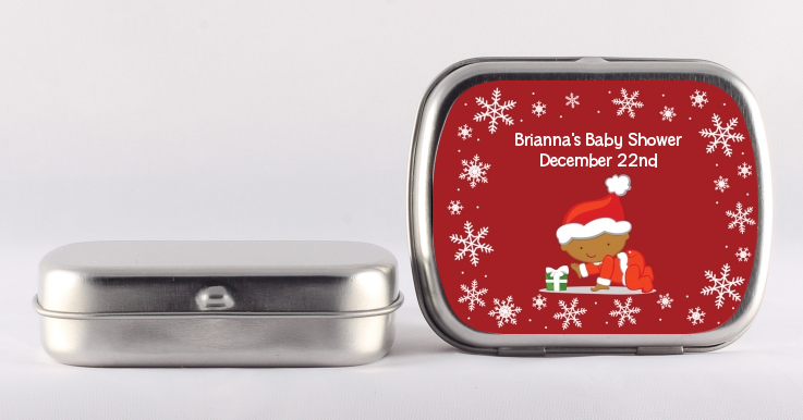  Christmas Baby Snowflakes African American - Personalized Baby Shower Mint Tins A