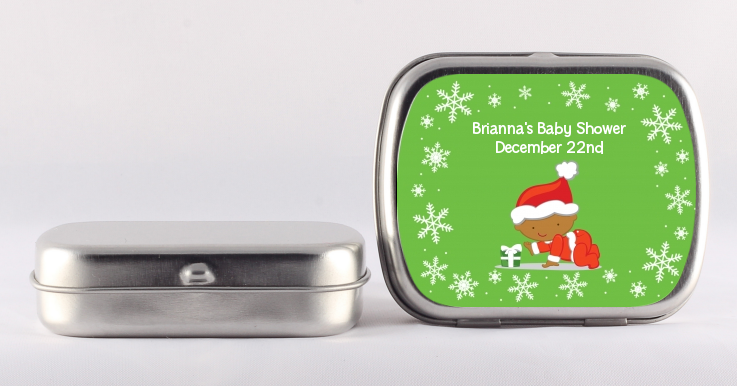  Christmas Baby Snowflakes African American - Personalized Baby Shower Mint Tins A