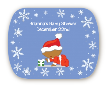  Christmas Baby Snowflakes African American - Personalized Baby Shower Rounded Corner Stickers A