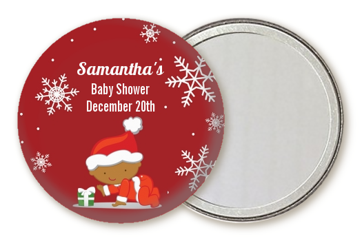  Christmas Baby Snowflakes African American - Personalized Baby Shower Pocket Mirror Favors A