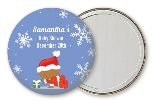  Christmas Baby Snowflakes African American - Personalized Baby Shower Pocket Mirror Favors A