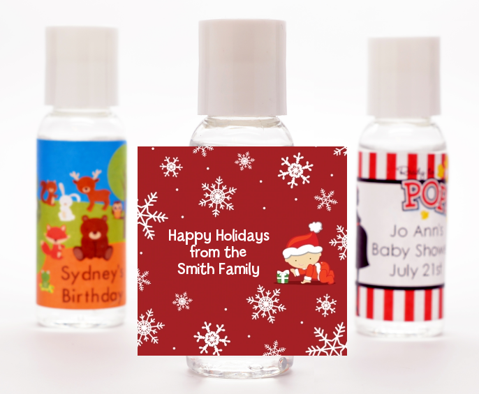  Christmas Baby Snowflakes - Personalized Christmas Hand Sanitizers Favors Blue