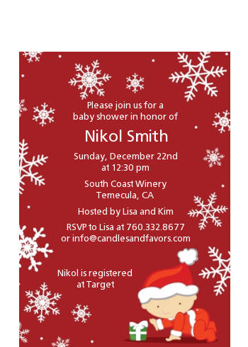  Christmas Baby Snowflakes - Baby Shower Petite Invitations Blue Background