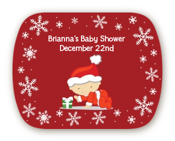  Christmas Baby Snowflakes - Personalized Baby Shower Rounded Corner Stickers A