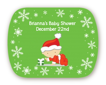  Christmas Baby Snowflakes - Personalized Baby Shower Rounded Corner Stickers A