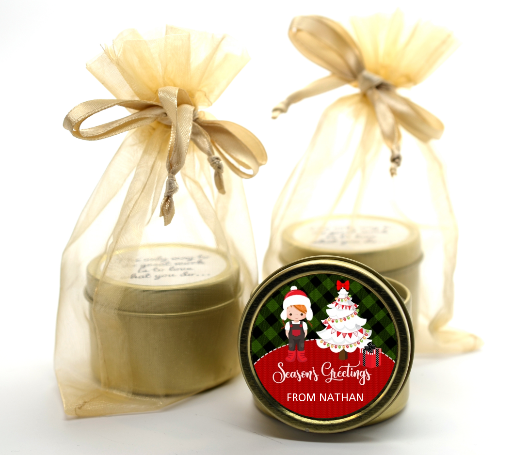  Christmas Boy - Christmas Gold Tin Candle Favors OPTION 1