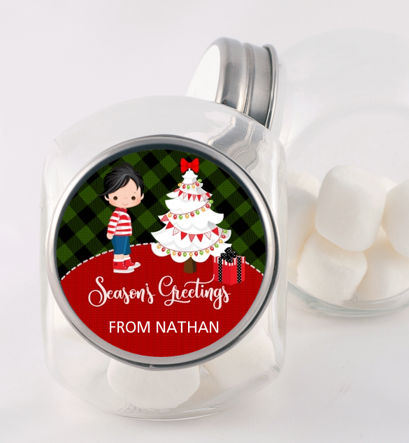  Christmas Boy - Personalized Christmas Candy Jar OPTION 1