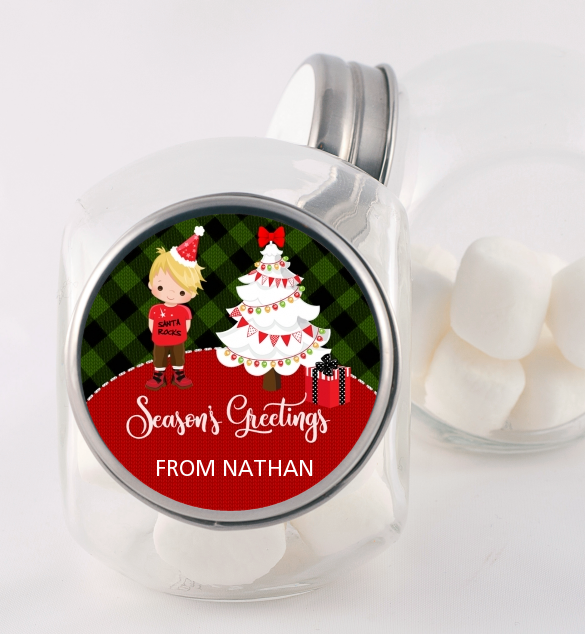  Christmas Boy - Personalized Christmas Candy Jar OPTION 1