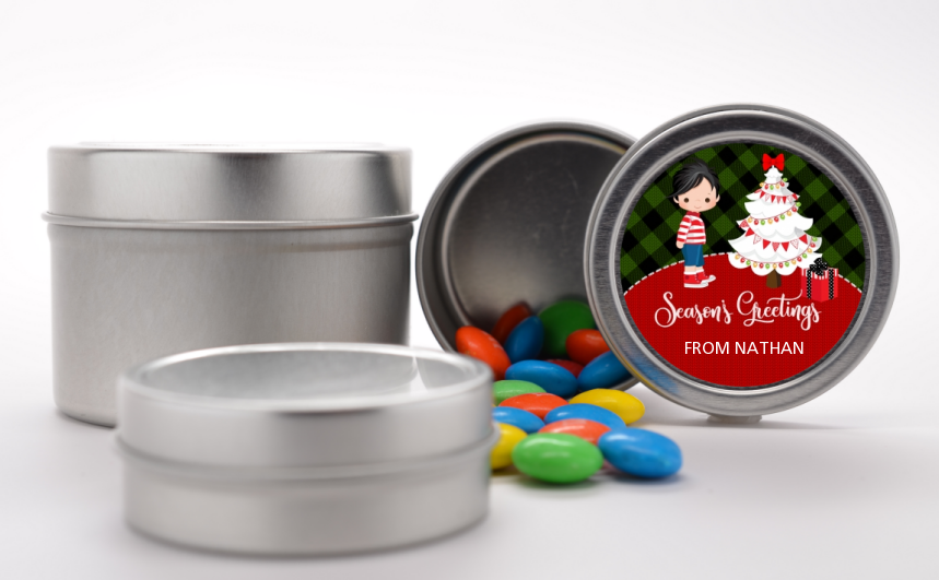  Christmas Boy - Custom Christmas Favor Tins OPTION 1