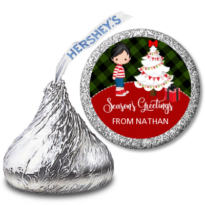  Christmas Boy - Hershey Kiss Christmas Sticker Labels OPTION 1