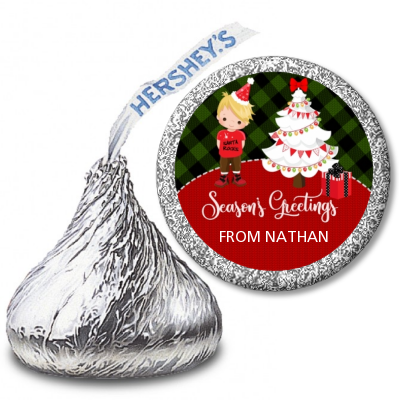  Christmas Boy - Hershey Kiss Christmas Sticker Labels OPTION 1