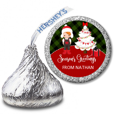  Christmas Boy - Hershey Kiss Christmas Sticker Labels OPTION 1