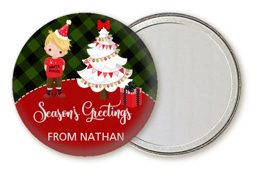  Christmas Boy - Personalized Christmas Pocket Mirror Favors OPTION 1