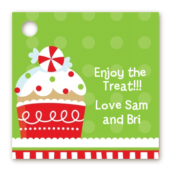 Christmas Cupcake - Personalized Christmas Card Stock Favor Tags