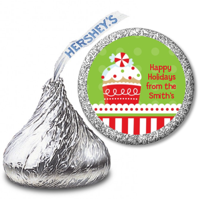 Christmas Cupcake - Hershey Kiss Christmas Sticker Labels