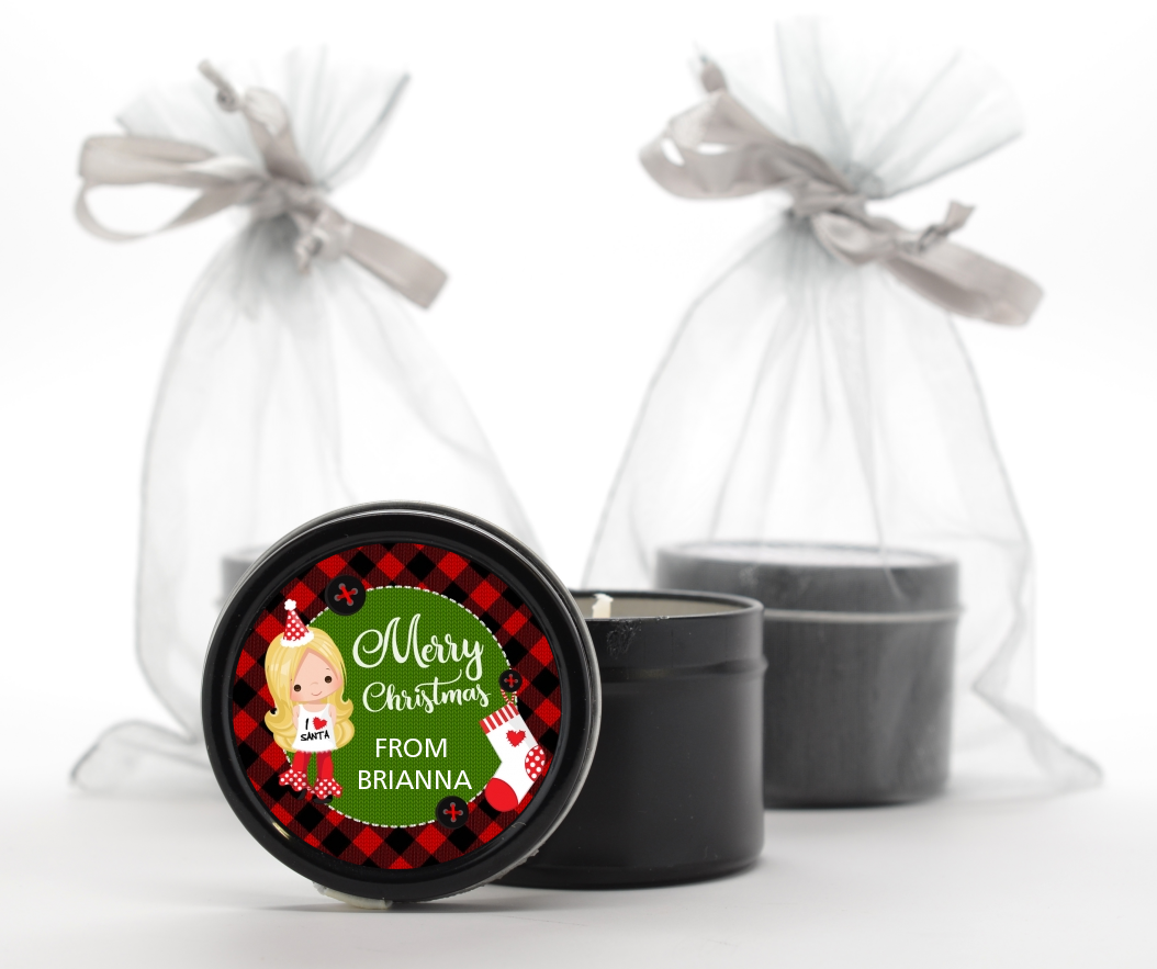  Christmas Girl - Christmas Black Candle Tin Favors Option 1