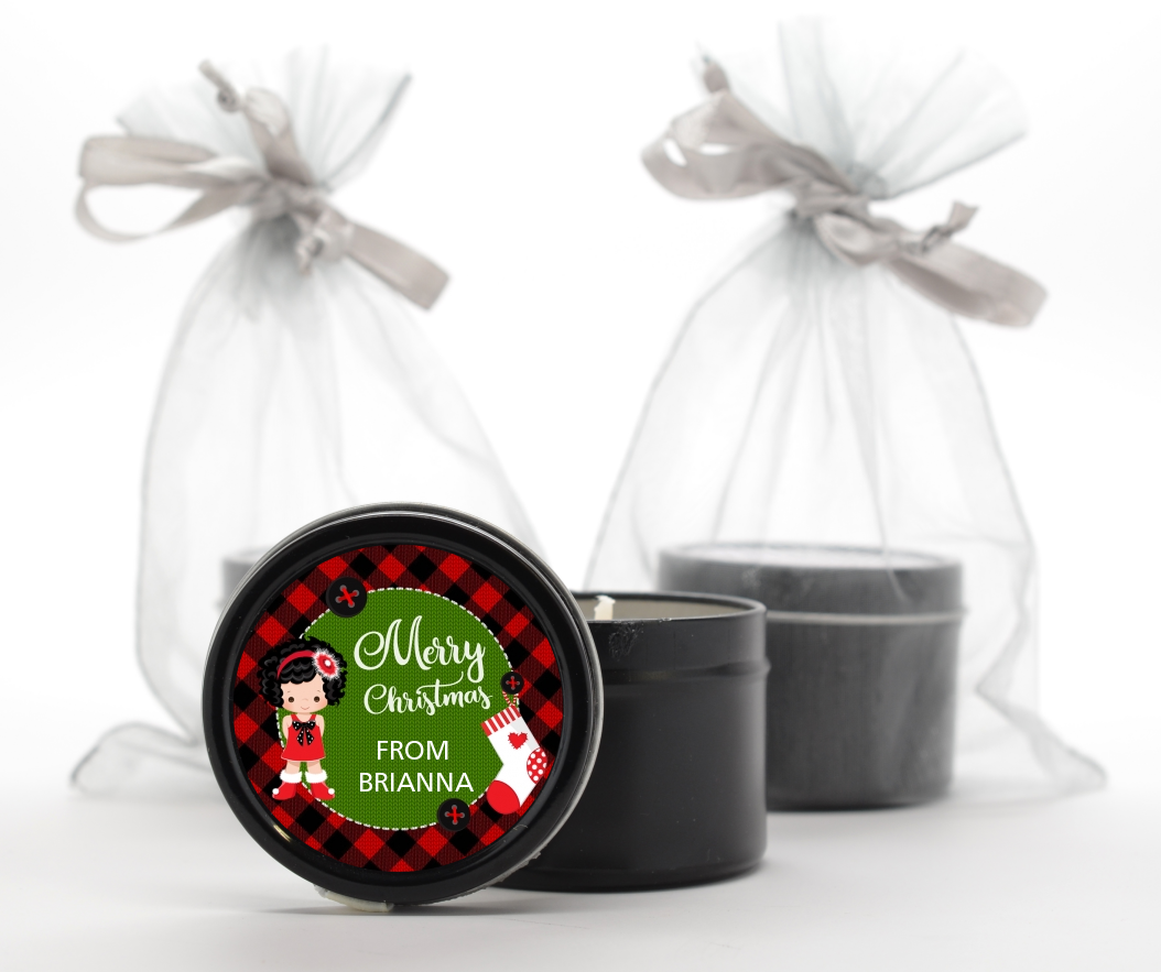  Christmas Girl - Christmas Black Candle Tin Favors Option 1