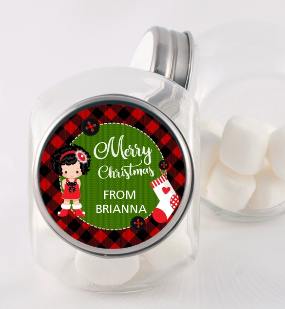  Christmas Girl - Personalized Christmas Candy Jar Option 1