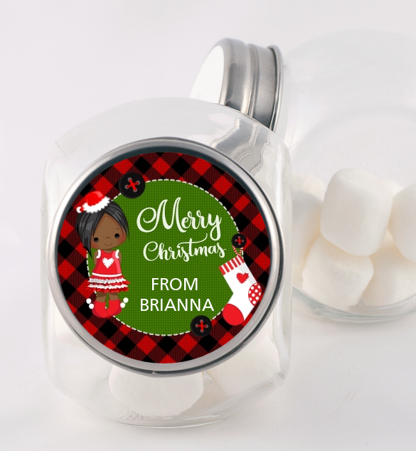  Christmas Girl - Personalized Christmas Candy Jar Option 1