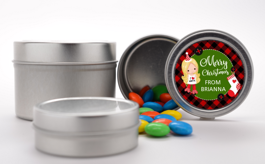  Christmas Girl - Custom Christmas Favor Tins Option 1