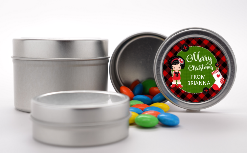  Christmas Girl - Custom Christmas Favor Tins Option 1