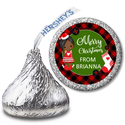  Christmas Girl - Hershey Kiss Christmas Sticker Labels Option 1