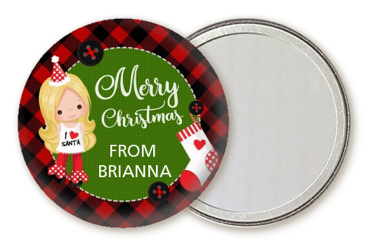  Christmas Girl - Personalized Christmas Pocket Mirror Favors Option 1