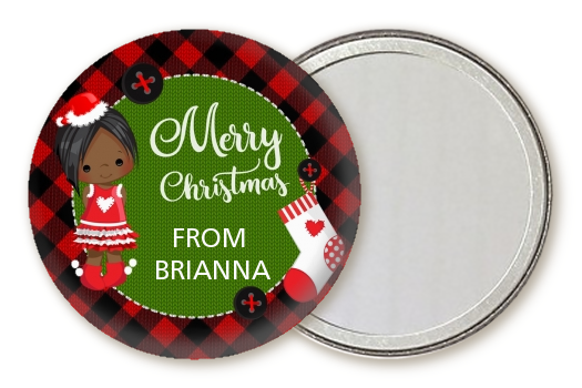  Christmas Girl - Personalized Christmas Pocket Mirror Favors Option 1