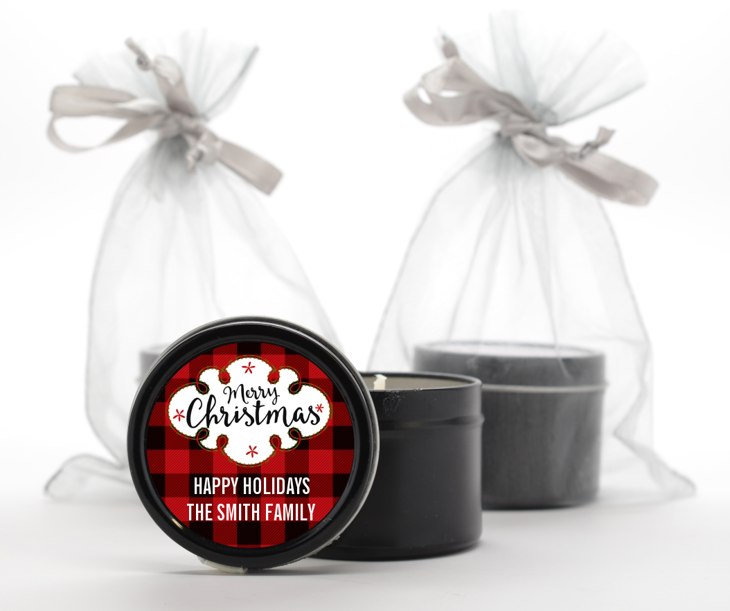  Christmas Time - Christmas Black Candle Tin Favors Option 1