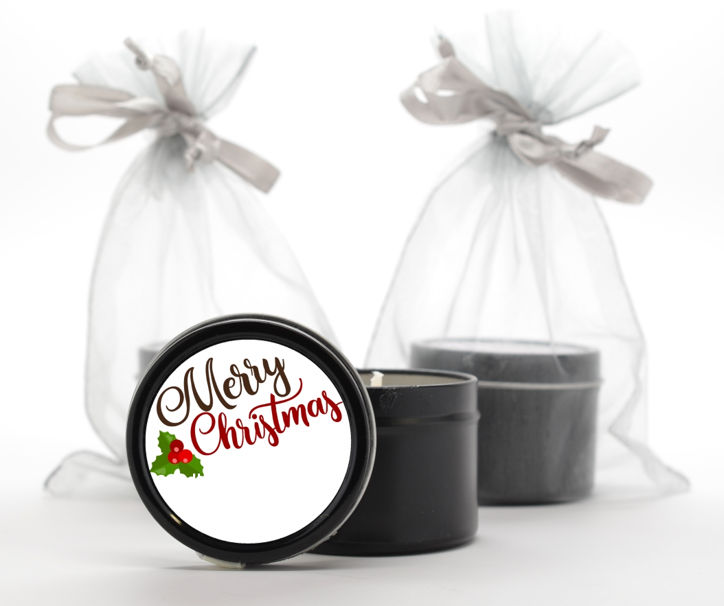  Christmas Time - Christmas Black Candle Tin Favors Option 1